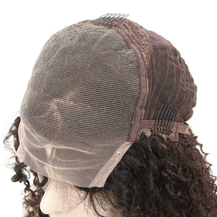 Stock Indian Remy Natural Color Tight Curl Closure Human Hair Wigs