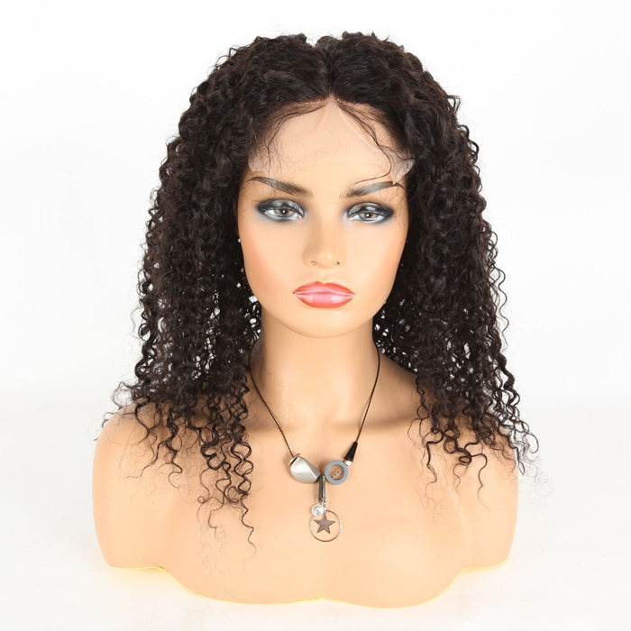 Stock Indian Remy Natural Color Tight Curl Closure Human Hair Wigs
