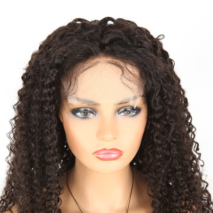 Stock Full Lace Glueless Indian Remy Natural Color 15 mm Curl Human Hair Wig