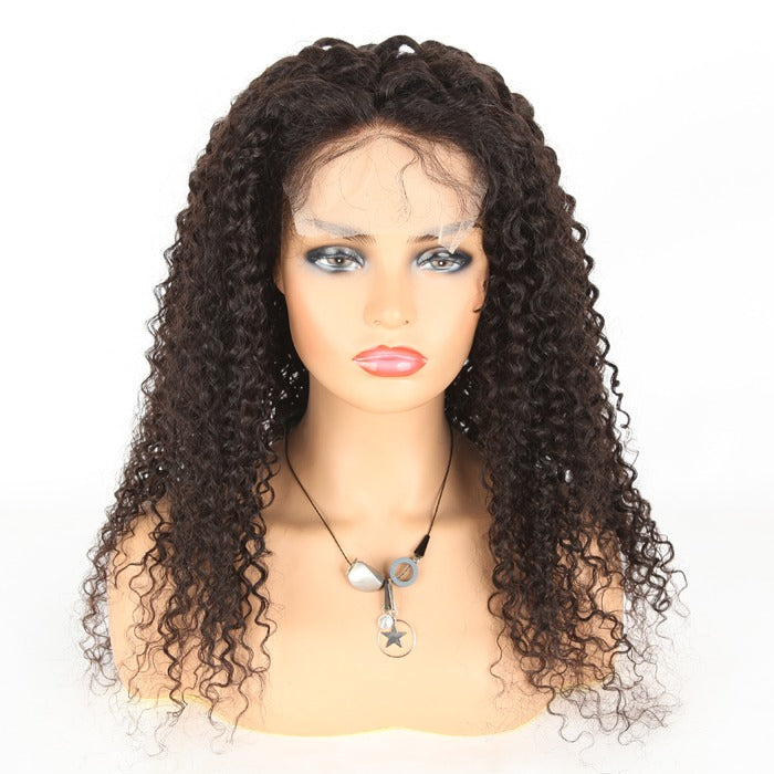 Stock Full Lace Glueless Indian Remy Natural Color 15 mm Curl Human Hair Wig