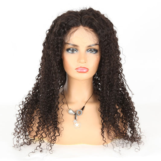 Stock Indian Remy Natural Color Tight Curl Closure Human Hair Wigs