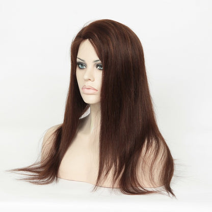 Custom Glueless Brazilian Brown with Auburn HL Straight Human Hair Wig