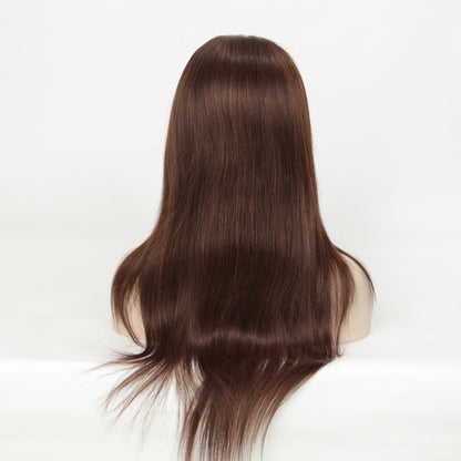 Custom Glueless Brazilian Brown with Auburn HL Straight Human Hair Wig