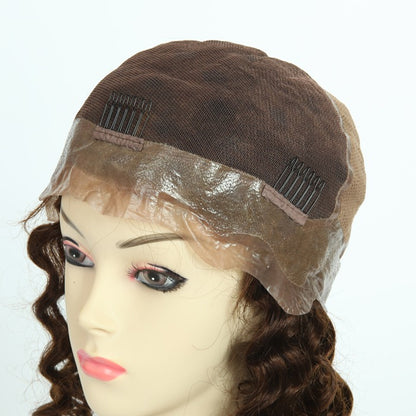 Stock Full Lace with PU Brazilian Brown with HL Spiral Curl Human Hair Wig