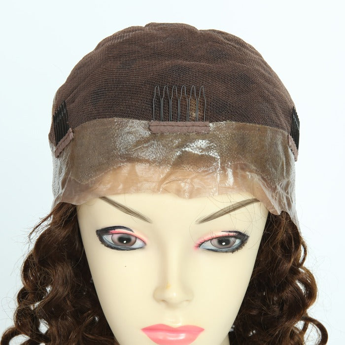 Stock Full Lace with PU Brazilian Brown with HL Spiral Curl Human Hair Wig