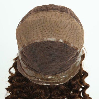 Stock Full Lace with PU Brazilian Brown with HL Spiral Curl Human Hair Wig