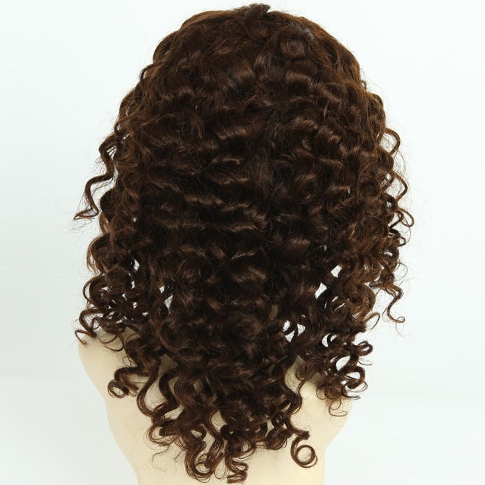 Stock Full Lace with PU Brazilian Brown with HL Spiral Curl Human Hair Wig