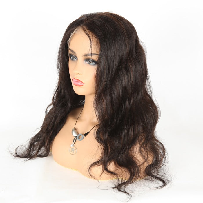 Stock Indian Remy Off Black with Brown HL Body Wave Human Hair Wigs