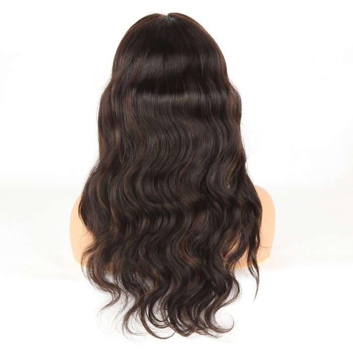 Stock Indian Remy #1B/4 Highlights Körperwelle Echthaar Perücken 16" und 20" 130% Dichte