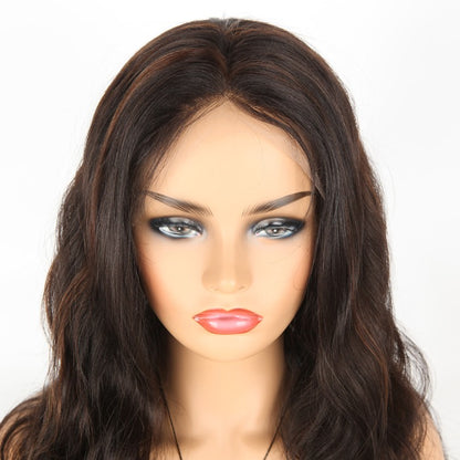 Stock Indian Remy Off Black with Brown HL Body Wave Human Hair Wigs