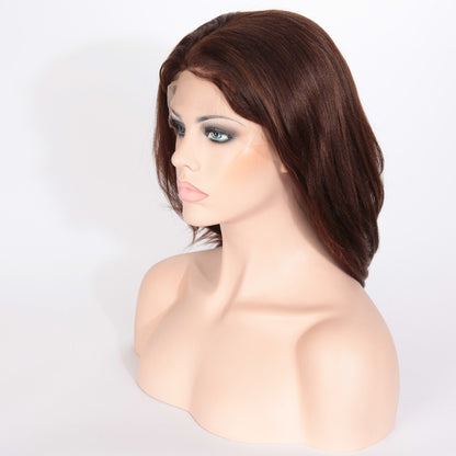 Stock Full Lace Indian Remy Brown with Auburn HL Yaki Human Hair Wig