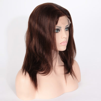 Stock Full Lace Indian Remy Brown with Auburn HL Yaki Human Hair Wig