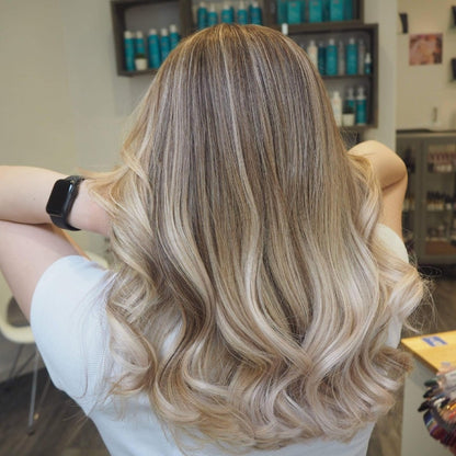 Egendefinert helblonde europeiske #T10 røtter, T10/Hvit, T10/8/Blonde Balayage Ombre Naturlig rett menneskehår Parykk 18" 150 % tetthet