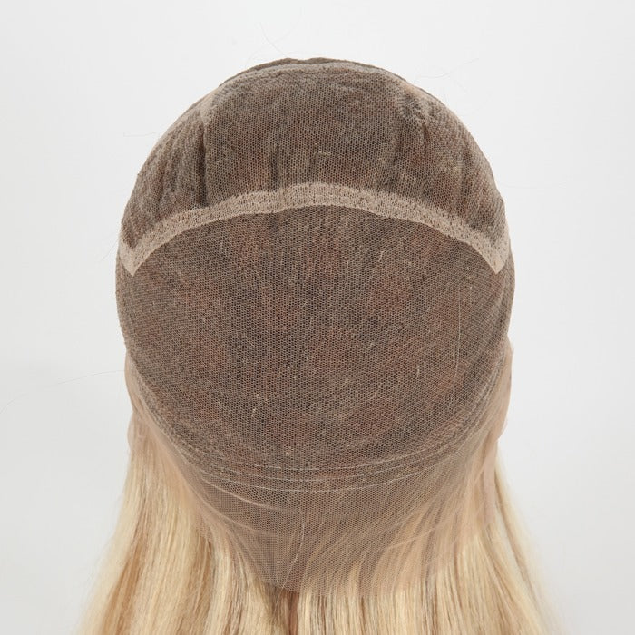 Lager full blonder Indian Remy #1B/27 Lys Yaki menneskehår parykk 16" 130%