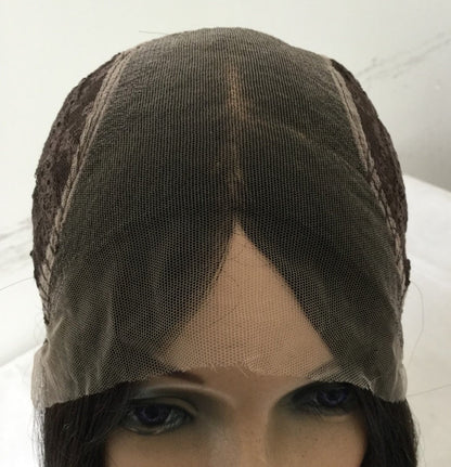 Stock Lace Top European Dark Brown with HL Straight Layer Jewish Wigs