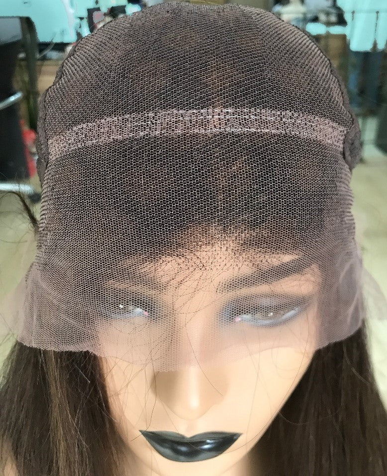 Custom Glueless HD Lace European Chestnut Brown with HL Wavy Human Hair Wig