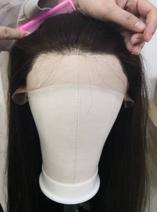 Custom Glueless Lace European Brown Mixed Color with HL Straight Human Hair Wig