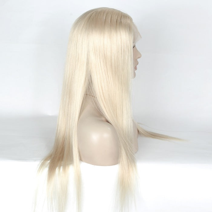 Stock Full Lace European Remy Lightest Blonde Natural Straight Human Hair Wig 16-24" 130% Silk Top 4" x 4"