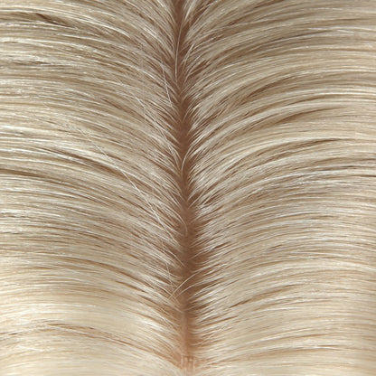 Lager full blonder European Remy Letteste blonde Naturlig rett menneskehår parykk 16-24" 130% Silke Topp 4" x 4"