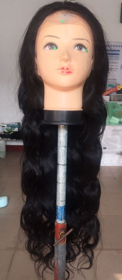 Custom Full Lace Brazilian Natural Color Wavy Double Drawn Human Hair Wig