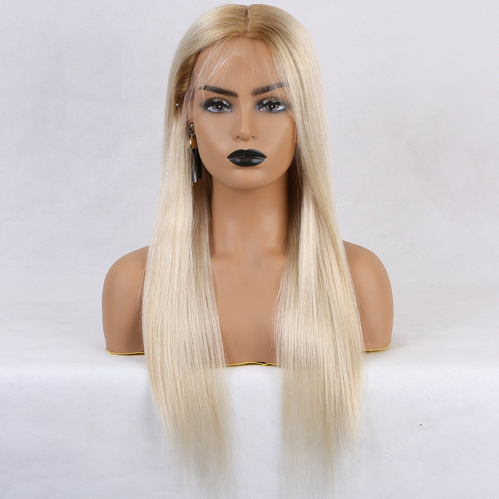 Custom Full Lace European Ombre Straight Double Drawn Human Hair Silk Top Wigs