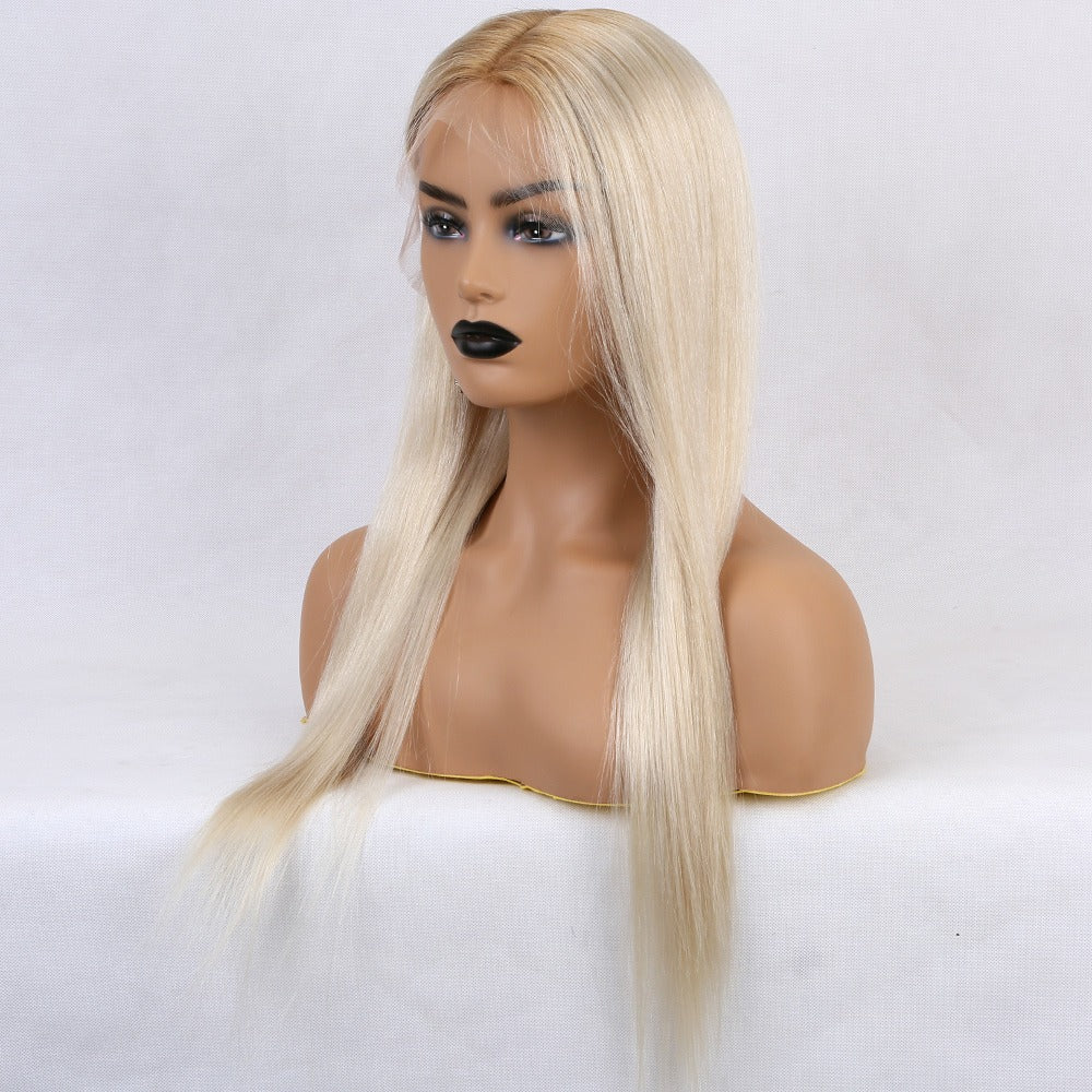 Custom Full Lace European Ombre Straight Double Drawn Human Hair Silk Top Wigs