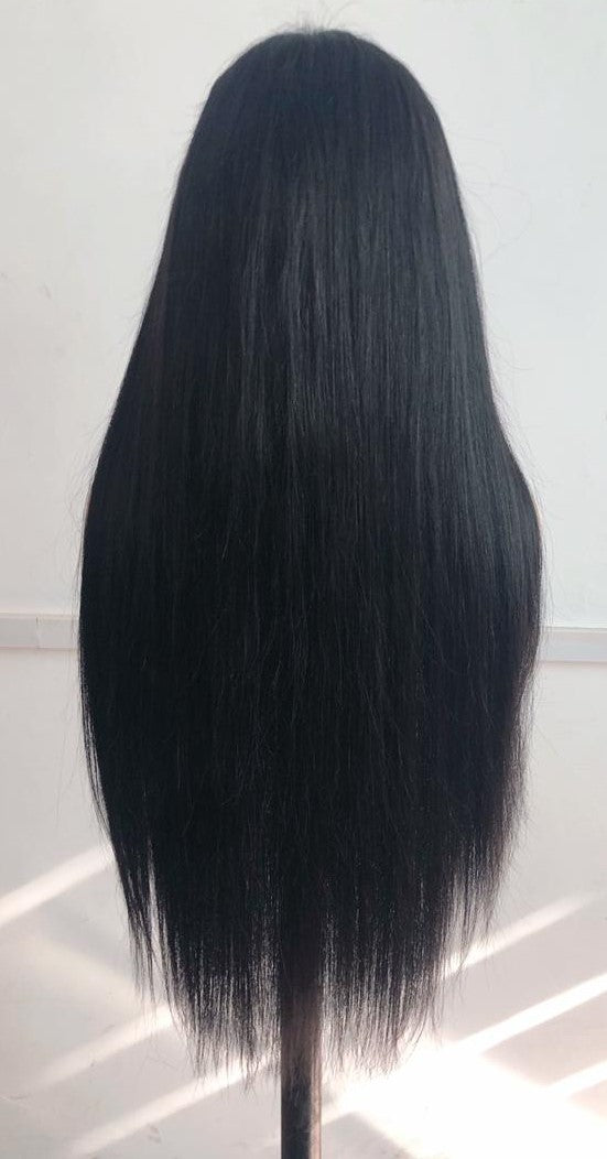 Stock Full HD Lace Brazilian Natural Off Black Straight Double Drawn Human Hair Wig