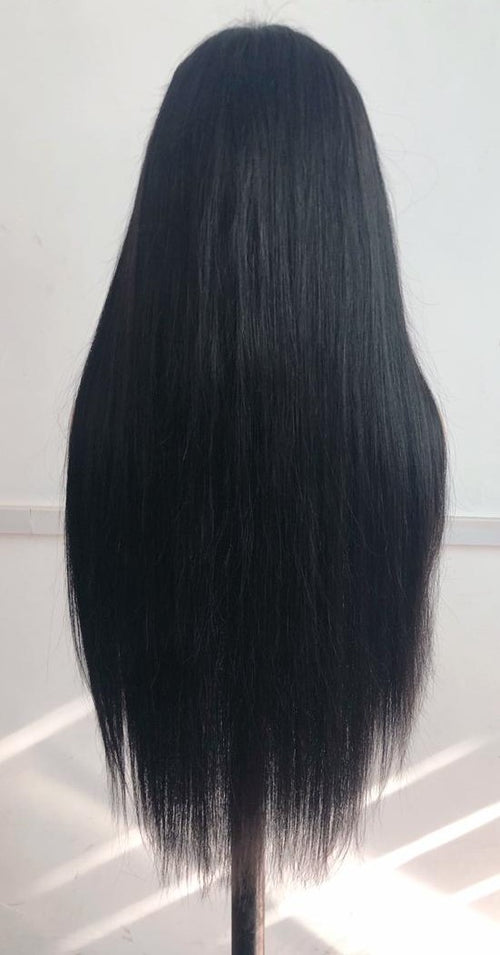 Custom Full HD Lace Brazilian Natural Off Black Straight Double Drawn Human Hair Wig