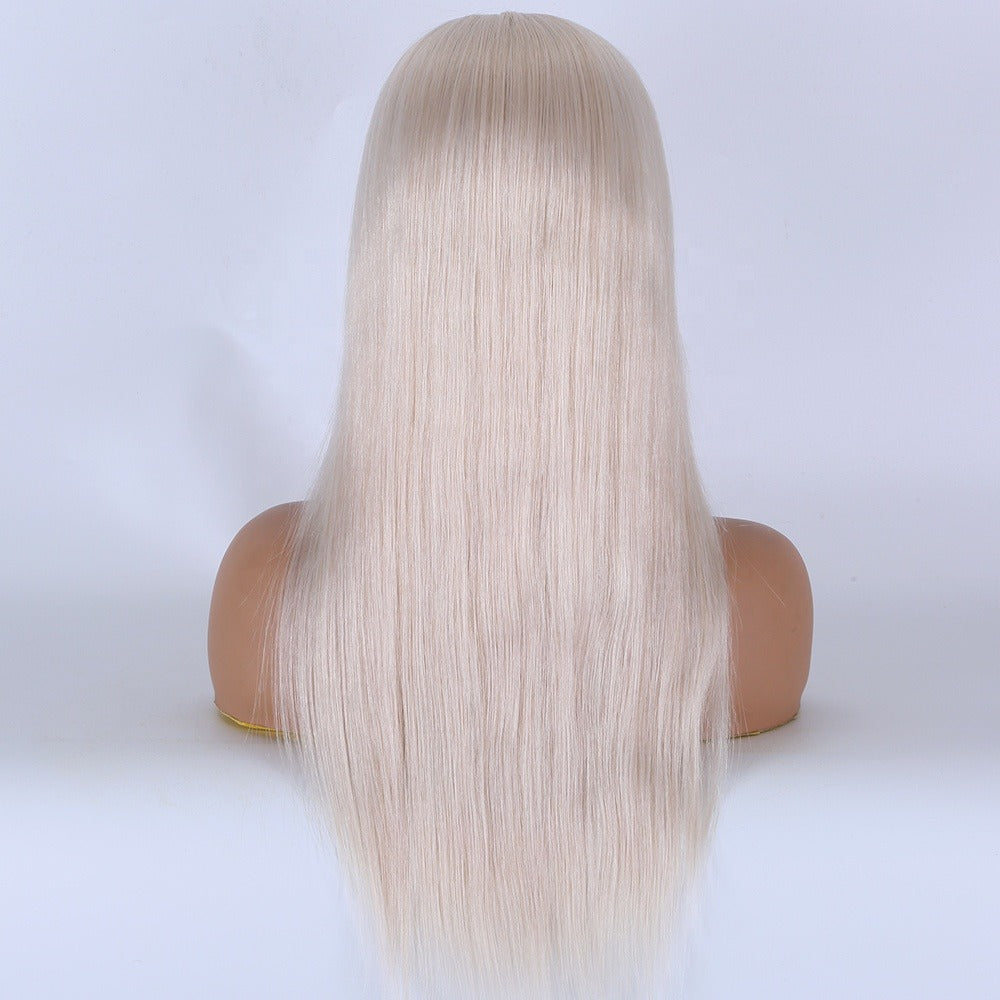 Stock Full Lace/Elastic Lace Slavic Ashy Blonde Straight Human Hair Wigs