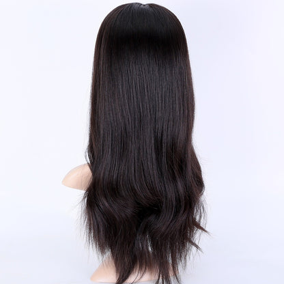 Stock European Natural Color Natural Straight Double Drawn Human Hair Topper 16-18" med silketopp 130 % tetthet