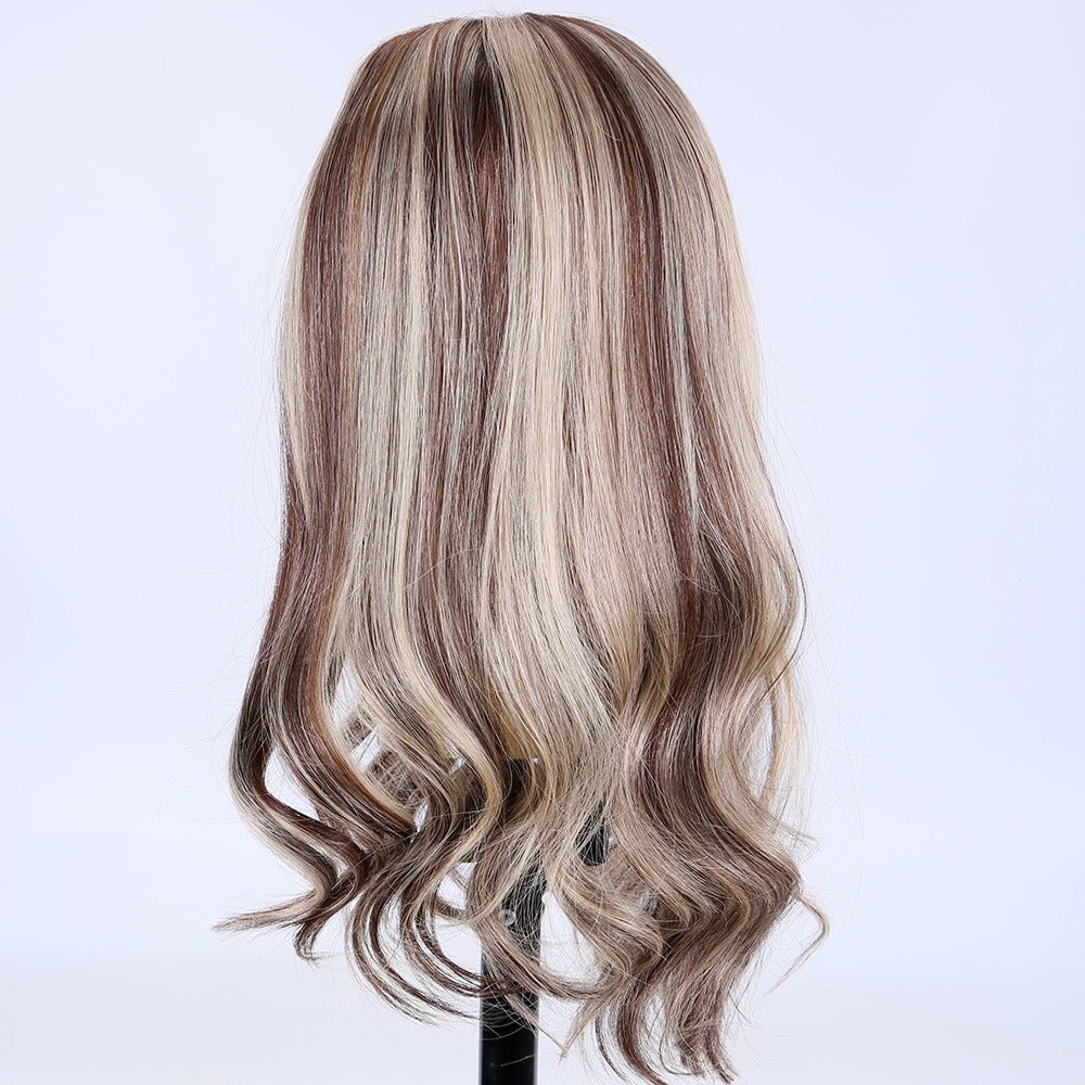 Stock European Brown Balayage Natural Straight Double Drawn Human Hair Silk Topper