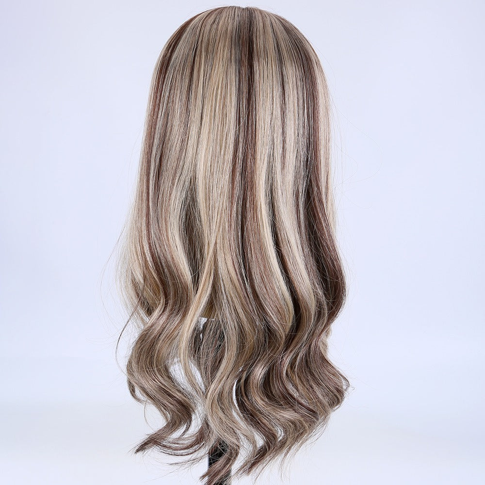 Stock European Brown Balayage Natural Straight Double Drawn Human Hair Silk Topper