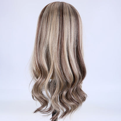 Stock European Brown Balayage Natural Straight Double Drawn Human Hair Silk Topper