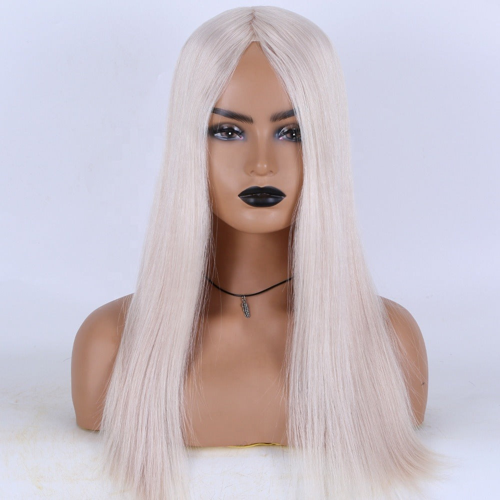 Stock European Ashay White Natural Straight Double Drawn Human Hair Topper 18" with Silk Top 130% Density