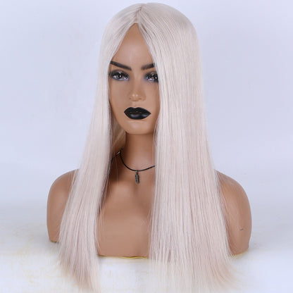 Stock European Ashay White Natural Straight Double Drawn Human Hair Topper 18" with Silk Top 130% Density