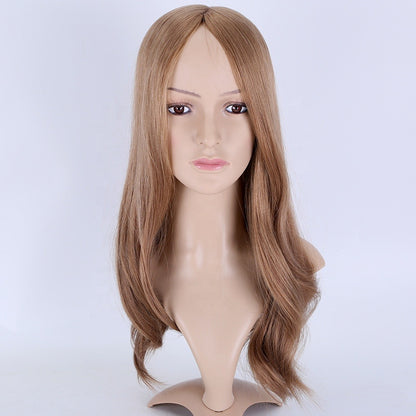 Stock European #8A (Lys Ash Brown) Natural Straight Double Drawn Human Hair Topper 18" med silketopp 130 % tetthet