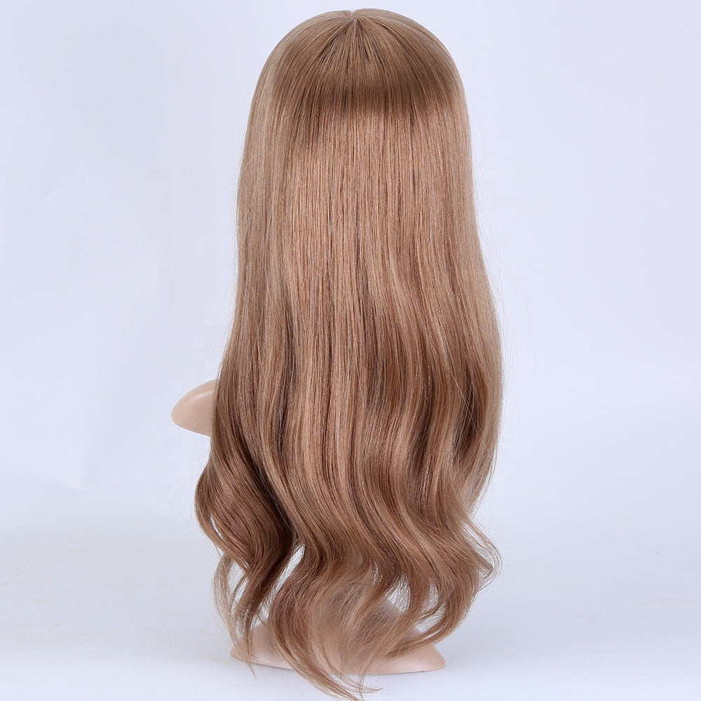 Stock European #8A (Lys Ash Brown) Natural Straight Double Drawn Human Hair Topper 18" med silketopp 130 % tetthet