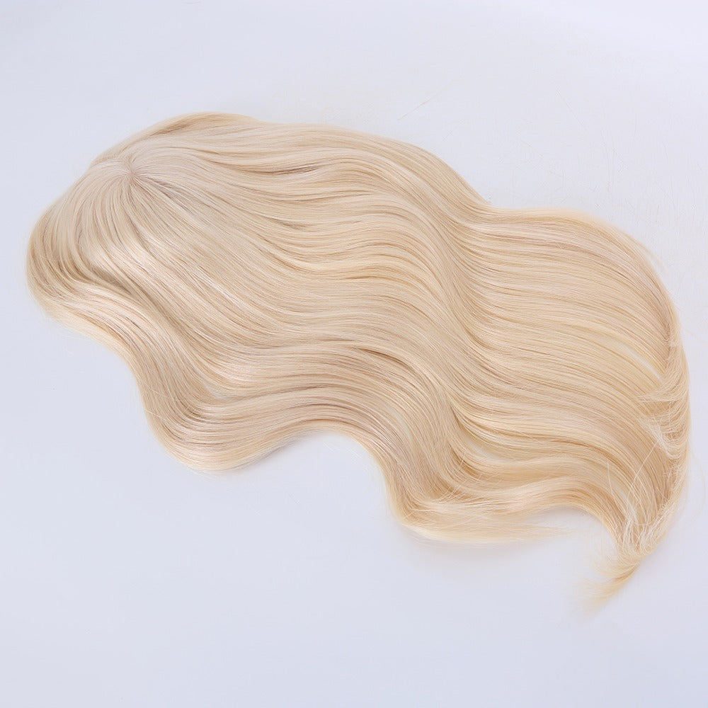 Stock European Platinum Blonde Straight Double Drawn Human Hair Topper