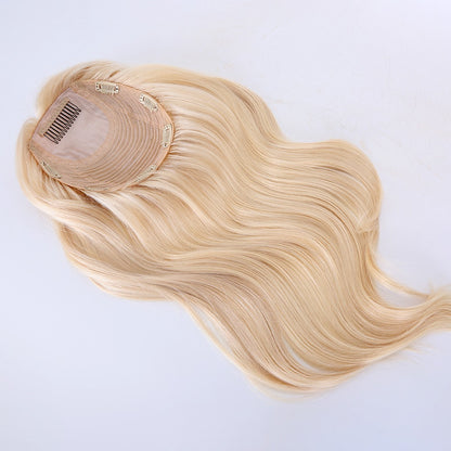 Stock European Platinum Blonde Straight Double Drawn Human Hair Topper