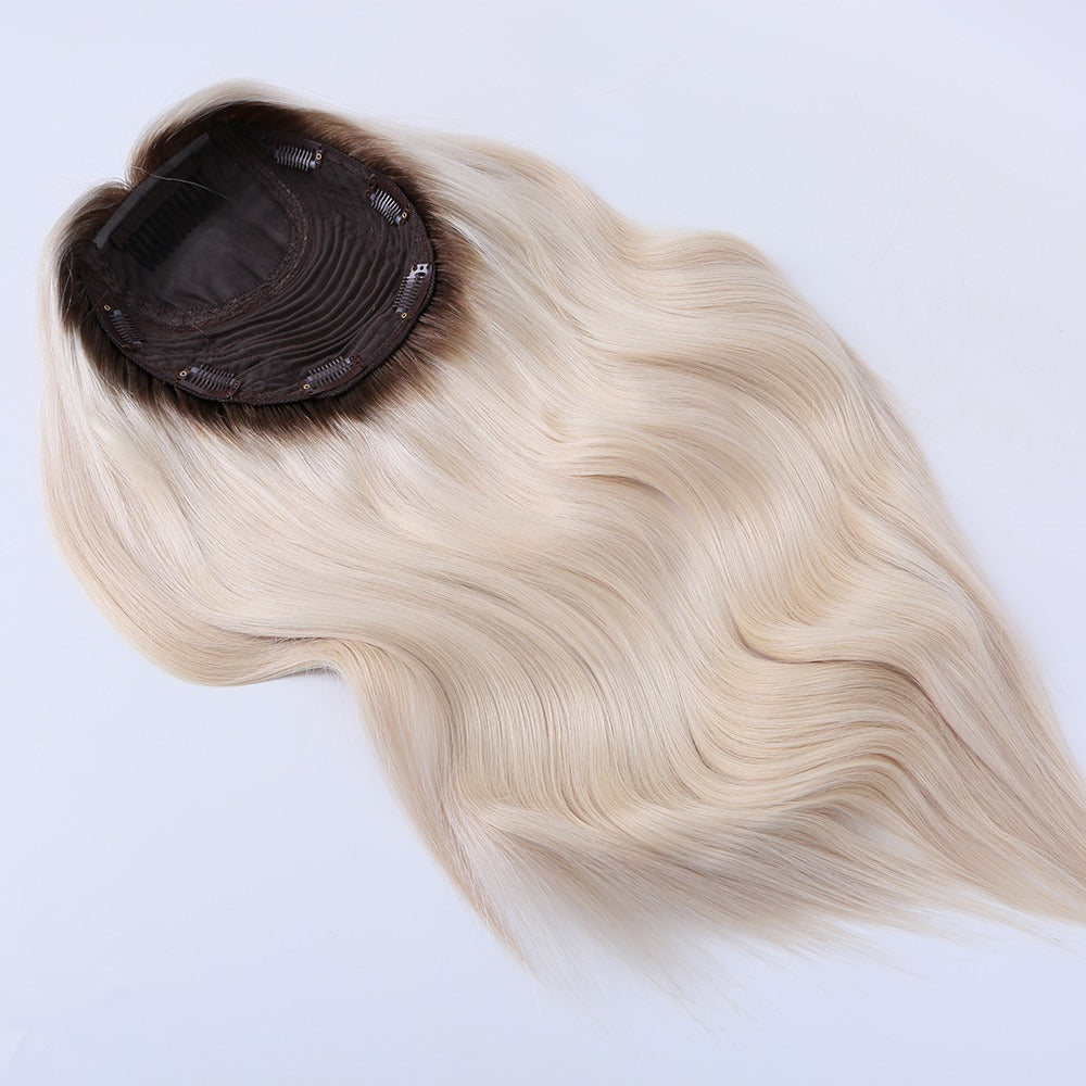 Stock Russian Raw Remy White Ombre Double Drawn Human Hair Silk Top Topper