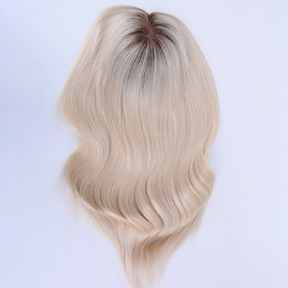 Stock Russian Raw Remy White Ombre Double Drawn Human Hair Silk Top Topper