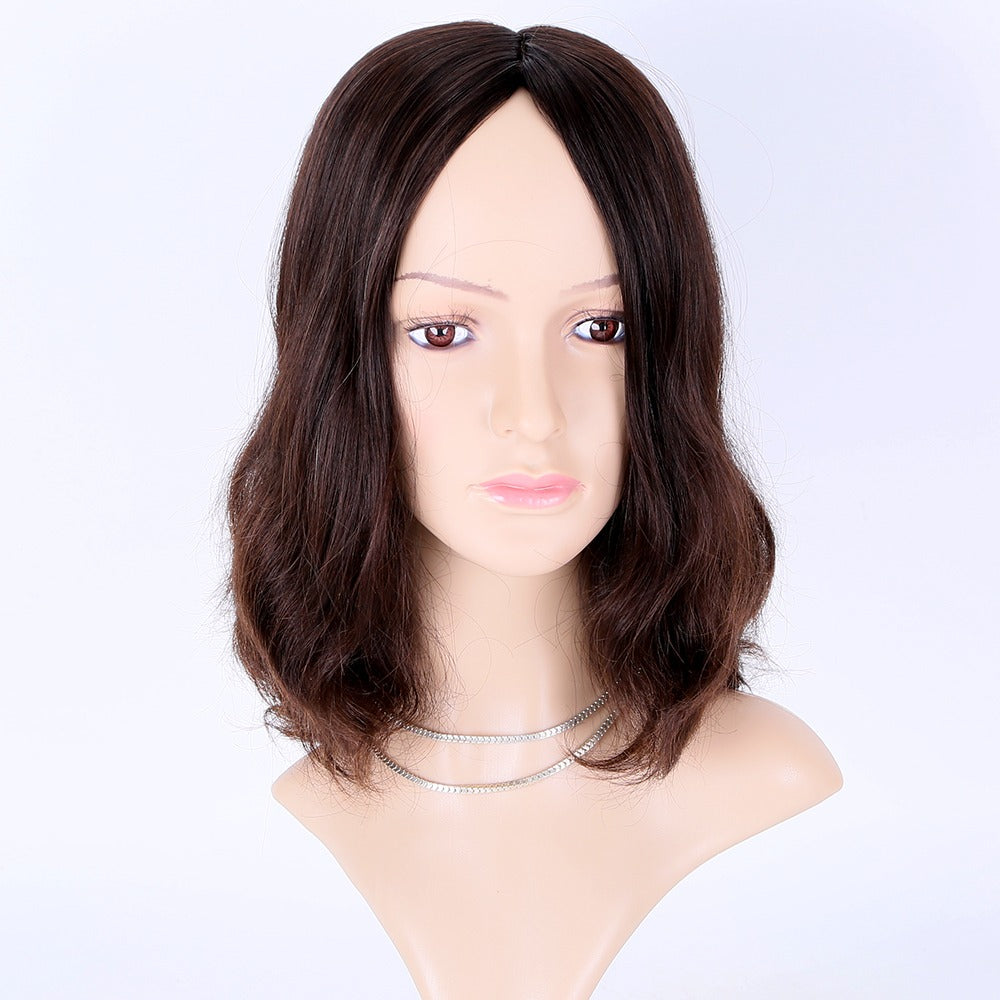 Stock European Dark Brown Natural Straight Human Hair Silk Top Toppers