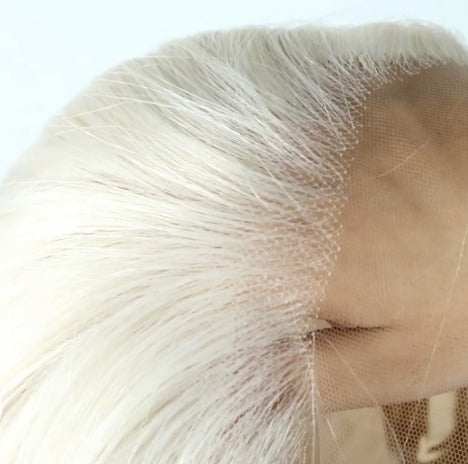 Stock 5 Inch HD Lace Front Slavic European Ashy Blonde Straight Human Hair Wigs