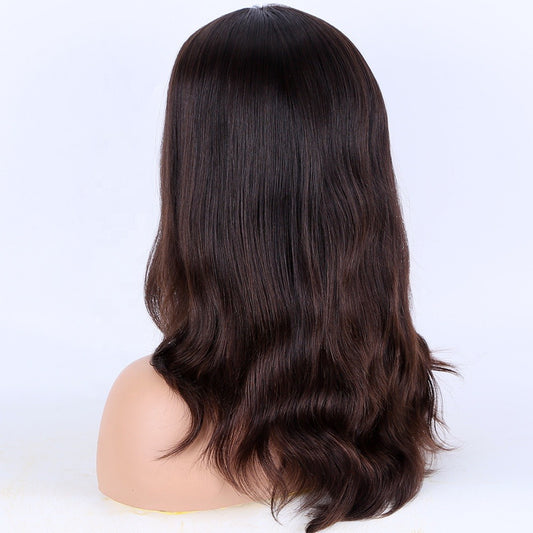 Stock Brazilian Natural Black Straight No Layer Human Hair Jewish Silk Top Wig