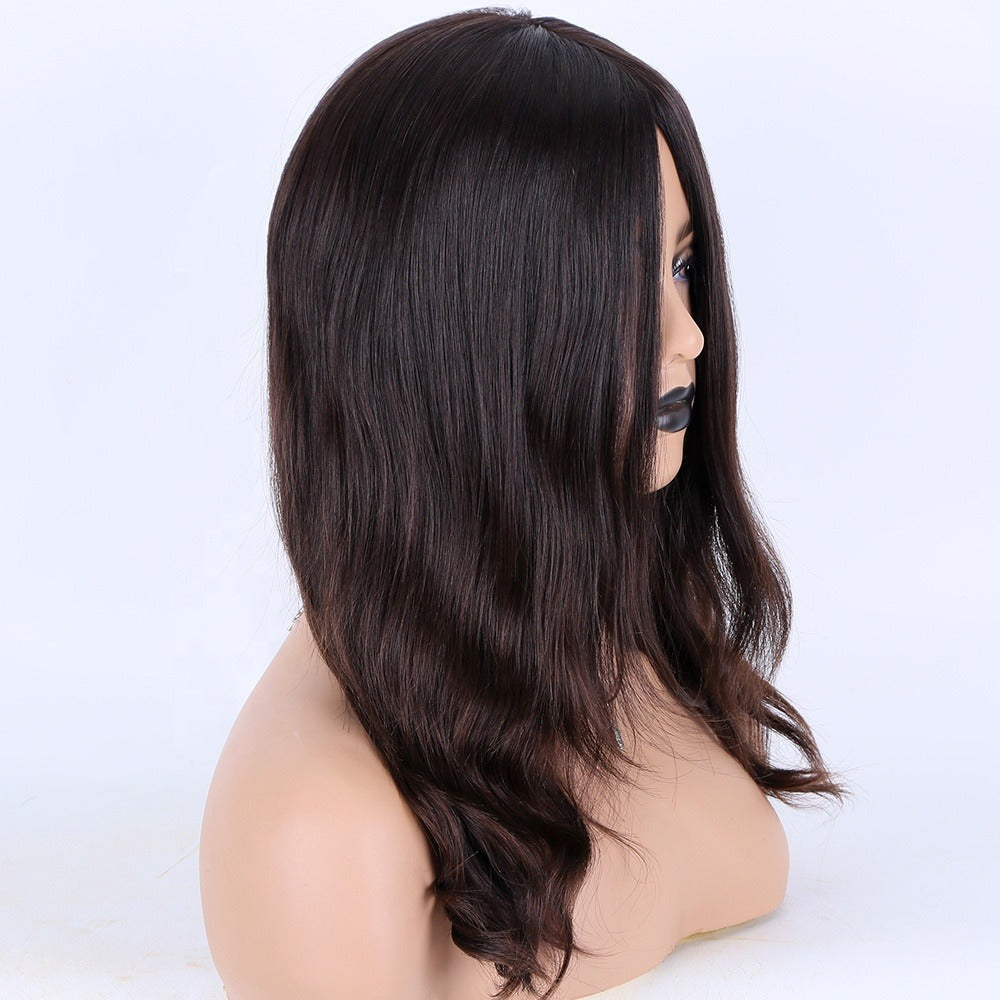 Stock Brazilian Natural Black Straight No Layer Human Hair Jewish Silk Top Wig