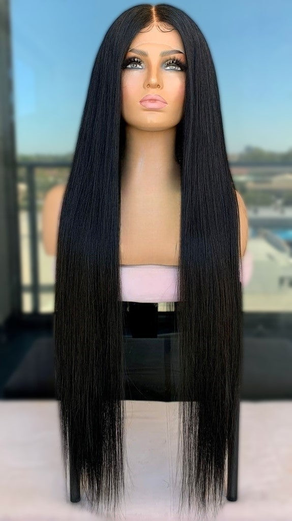 Custom Full Lace Brazilian Black Silky Straight Human Hair Wig