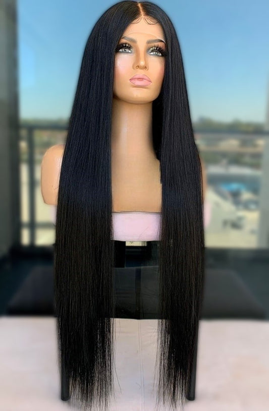 Custom Full Lace Brazilian Black Silky Straight Human Hair Wig