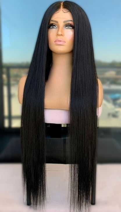 Custom Full Lace Brazilian Black Silky Straight Human Hair Wig