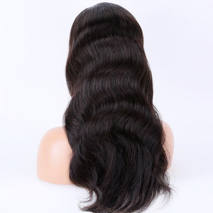 Stock 5 "HD Lace Front European Remy Natural Black Body Wave Straight Single Knots Human Hair Perücken 14"-24" 150% Dichte