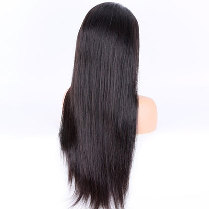 Stock Full Lace European Natural Color Natural Straight Human Hair Silk Top Wigs